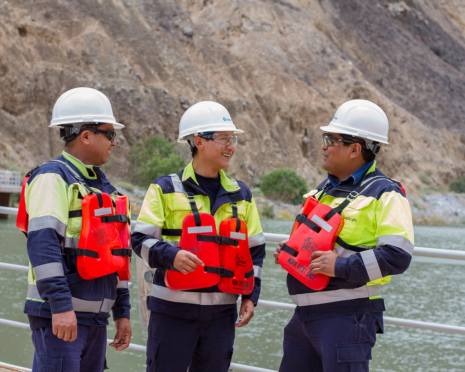 workers at dam