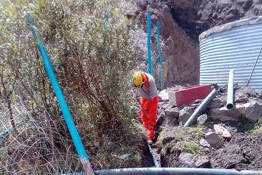 Ditch digging for water pipes